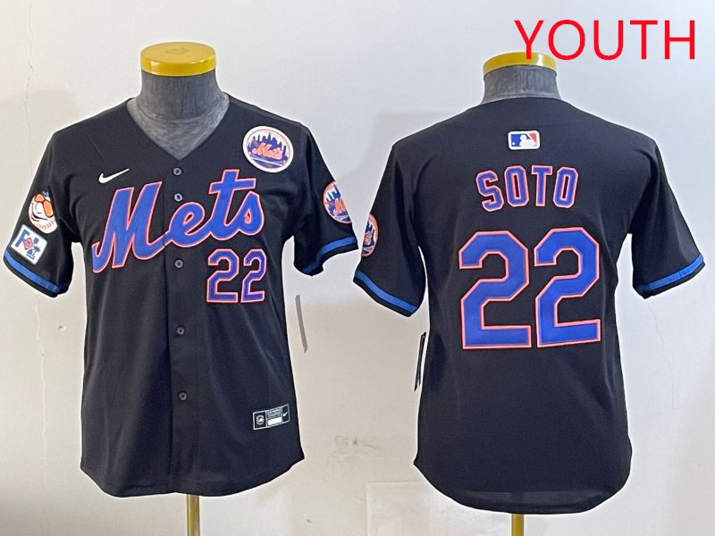 Youth New York Mets #22 Soto Black Game Fashion 2025 Nike MLB Jersey style 3